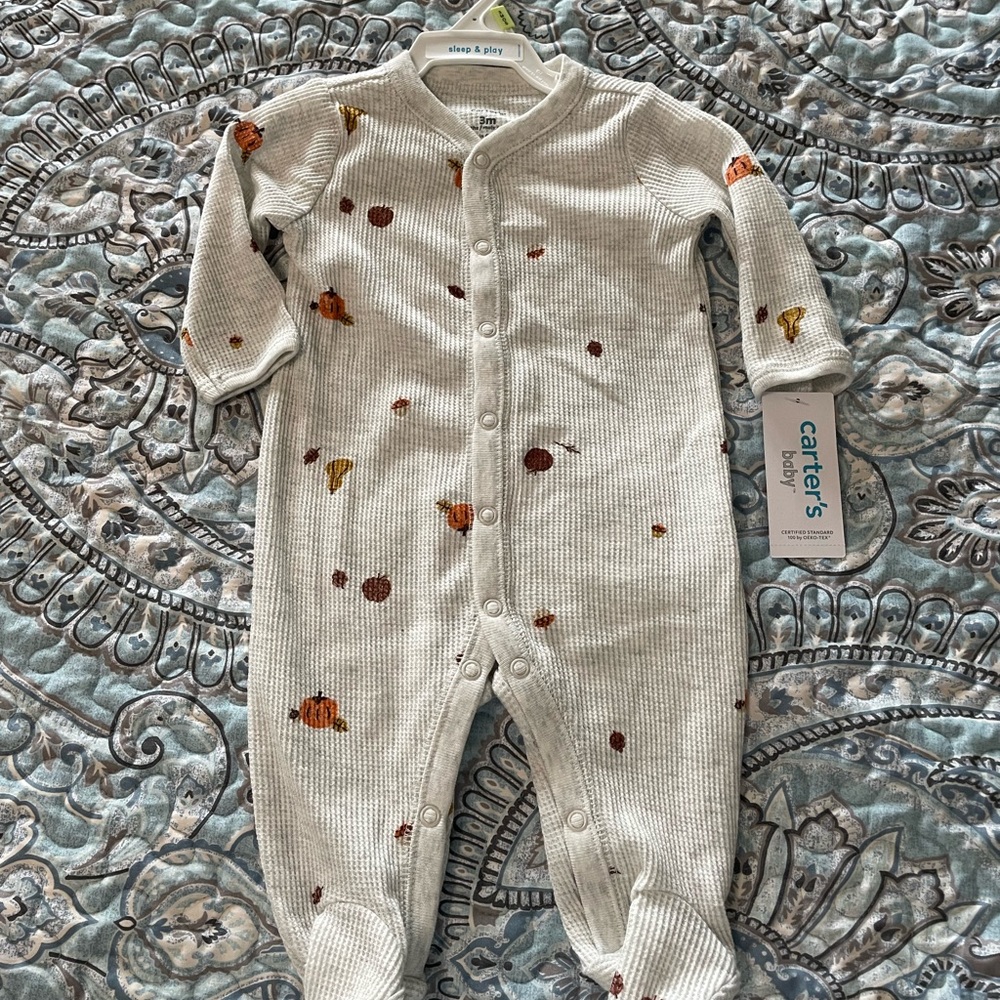 Carter's Cream One Piece with Brown and Orange Accents